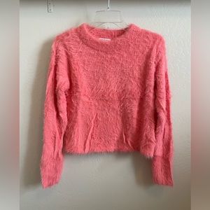 H&M pink fuzzy sweater